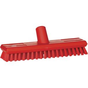 Water-Fed Deck Scrub Brush - Polyester, 10-3/4", X-Coarse, Red, Red, 3", 3-1/2"