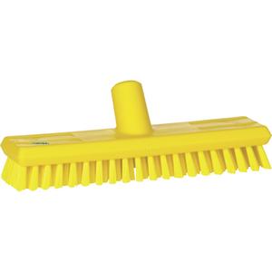 Water-Fed Deck Scrub Brush - Polyester, 10-3/4", X-Coarse, Yellow, Yellow, 3", 3-1/2"