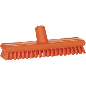 Water-Fed Deck Scrub Brush - Polyester, 10-3/4", X-Coarse, Orange, Orange, 3", 3-1/2"