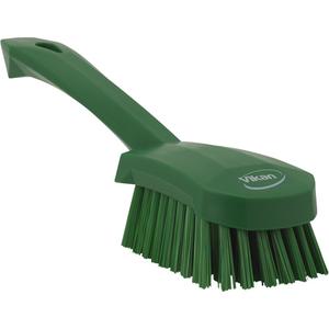 Short-Handled Churn Brush - Scrub, Green, 10", Stiff, 2-3/4", Polypropylene, Polyester