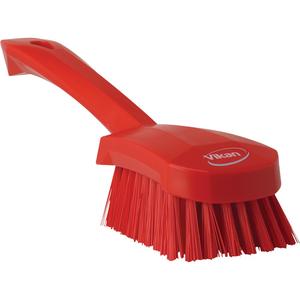 Short-Handled Churn Brush - Scrub, Red, 10", Stiff, 2-3/4", Polypropylene, Polyester