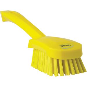 Short-Handled Churn Brush - Scrub, Yellow, 10", Stiff, 2-3/4", Polypropylene, Polyester