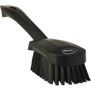 Short-Handled Churn Brush - Scrub, Black, 10", Stiff, 2-3/4", Polypropylene, Polyester
