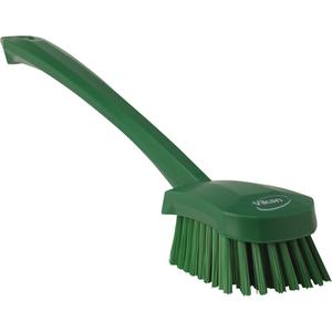 Long Handle Brush - Scrub, Green, 15-1/2", Stiff, Polypropylene, Polyester