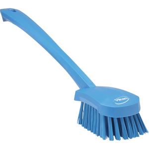 Long Handle Brush - Scrub, Blue, 15-1/2", Stiff, Polypropylene, Polyester