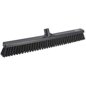 Combo Bristle Push Broom Head - Polyester, 24", Fine/Coarse, Black, Black