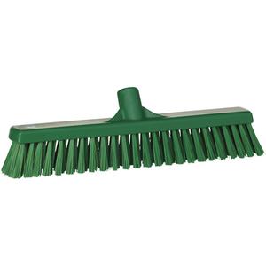 Combo Bristle Push Broom Head - Polyester, 16-1/2", Fine/Coarse, Green, Green, Polypropylene, Euro