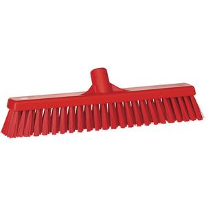 Combo Bristle Push Broom Head - Polyester, 16-1/2", Fine/Coarse, Red, Red, Polypropylene, Euro