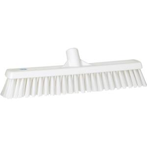 Combo Bristle Push Broom Head - Polyester, 16-1/2", Fine/Coarse, White, White, Polypropylene, Euro
