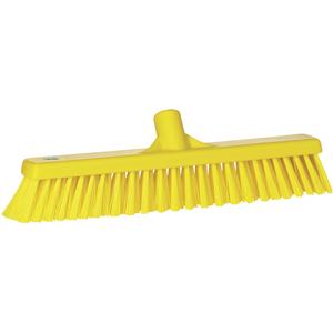 Combo Bristle Push Broom Head - Polyester, 16-1/2", Fine/Coarse, Yellow, Yellow, Polypropylene, Euro