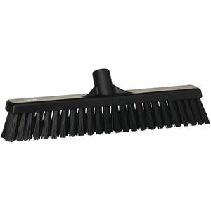 Combo Bristle Push Broom Head - Polyester, 16-1/2", Fine/Coarse, Black, Black, Polypropylene, Euro