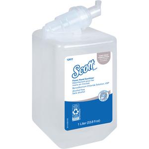 Scott® Essential™ Alcohol Free Foam Hand Sanitizer - 0%, Cartridge Refill, 1000 ml, Unscented, Cassette Skin Care Dispenser (Models 92145 & 92144), Clear