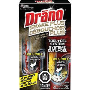 Drano® Gel & Snake Tool Drain Cleaner Kit - Bottle, 473 ml, 23"