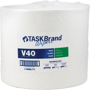 TaskBrand® V40 Value Series Wipers - All-Purpose, 13", 12", Roll, 750, White