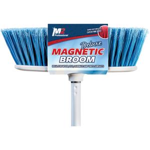 Flat Magnetic Indoor Broom with Handle - 48", 10-1/2", White, Metal