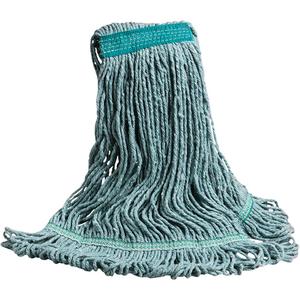 SuperLooper™ Wet Mop - General Use, Loop, Polyester/Rayon, Green, Narrow, Large