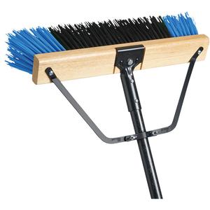 Ryno Push Broom with Braced Handle - 36", PVC, Coarse, Tapered, Blue, Blue & Black, 3.75"