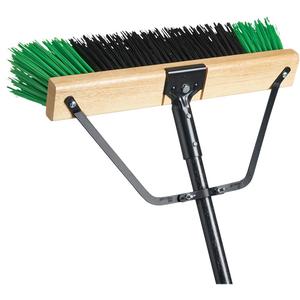Ryno Push Broom with Braced Handle - 18", PVC, Coarse, Green & Black