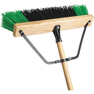 Bulldog Broom & Handle - 24", PVC, Coarse, Green & Black, Tapered, 1-1/8", Wood