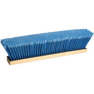 Bulldog Flagged Tip Push Broom - 18", PVC, Fine, Blue, Wood, 3.25"