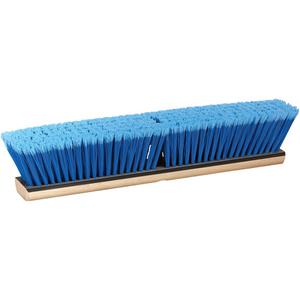 Flagged Push Broom Head - 36", PVC, Fine, Wood, Blue, 3-1/4"