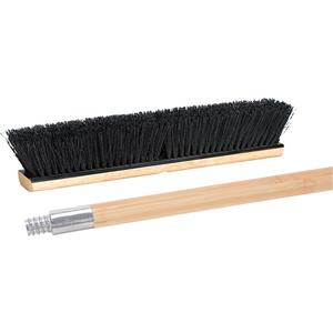 Push Broom with Metal-Threaded Handle - 24", Tampico, Medium, Wood, 60", 15/16", Threaded