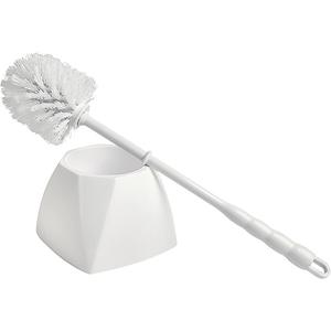 Bowl Brush with Caddy - Bowl, Polypropylene, 15-1/2", White, Plastic, White, 3-1/2"