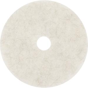 Natural Blend Pad - Burnishing, 17", 19", 20", 24", 27", White, Round, 1500 - 3000 RPM, Non-Woven Natural & Polyester Fiber, 3.375"