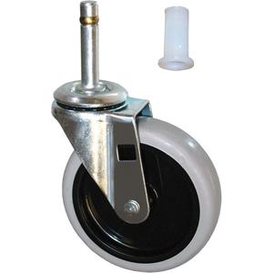 Replacement Stem Swivel Caster for Carts - Black & Grey, 4"