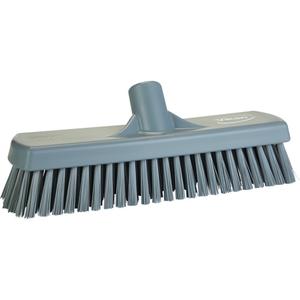 Deck & Wall Scrub Broom - Polyester, 12", Stiff, Grey, Grey, Polypropylene