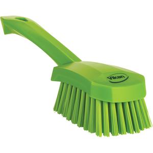 Short-Handled Churn Brush - Scrub, Lime, 10", Stiff, 2-3/4", Polypropylene, Polyester