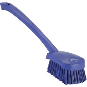 Long Handle Brush - Scrub, Purple, 15-1/2", Stiff, Polypropylene, Polyester