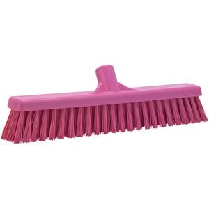 Combo Bristle Push Broom Head - Polyester, 16-1/2", Fine/Coarse, Pink, Pink, Polypropylene, Euro