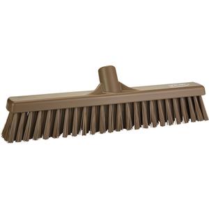 Combo Bristle Push Broom Head - Polyester, 16-1/2", Fine/Coarse, Brown, Brown, Polypropylene, Euro