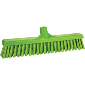 Combo Bristle Push Broom Head - Polyester, 16-1/2", Fine/Coarse, Lime, Lime, Polypropylene, Euro