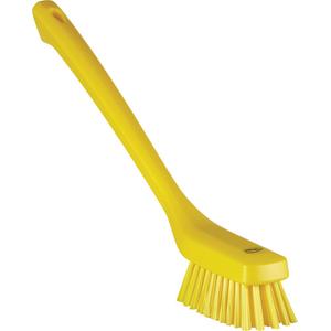 Long-Handle Cleaning Brush - Machine, Yellow, 16-1/2", Stiff, 1.73", Polyester, Polypropylene, Stainless Steel