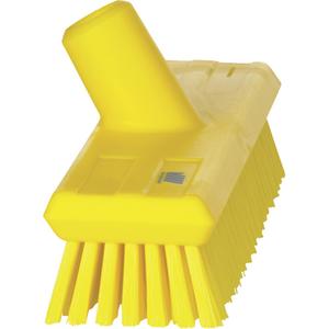 Compact Wall Brush - Deck, Yellow, 9", Stiff, 3", Polyester, Polypropylene, Stainless Steel