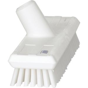 Compact Wall Brush - Deck, White, 9", Stiff, 3", Polyester, Polypropylene, Stainless Steel