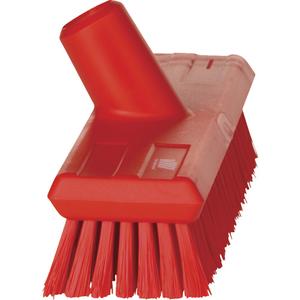 Compact Wall Brush - Deck, Red, 9", Stiff, 3", Polyester, Polypropylene, Stainless Steel