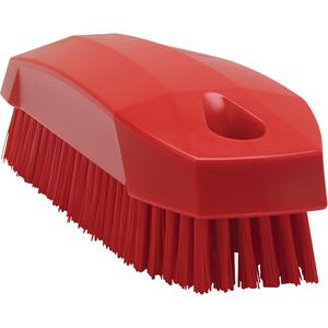 Hand Brush - Nail, Red, 5", Stiff, 2", 1-1/2", 0.67", Polyester, Polypropylene, & Stainless Steel