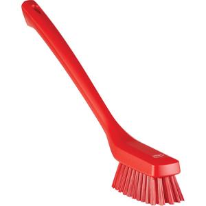 Narrow Long-Handle Cleaning Brush - Scrub, Red, 16-1/2", Stiff, 1.73", 4.33", Polypropylene, Stainless Steel