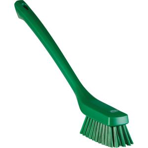 Narrow Long-Handle Cleaning Brush - Scrub, Green, 16-1/2", Stiff, 1.73", 4.33", Polypropylene, Stainless Steel