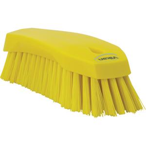 Large Angled Hand Brush - Scrub, Yellow, 8", Stiff, 2-1/2", 3", Polypropylene, Stainless Steel
