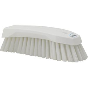 Large Angled Hand Brush - Scrub, White, 8", Stiff, 2-1/2", 3", Polypropylene, Stainless Steel