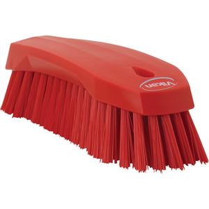 Large Angled Hand Brush - Scrub, Red, 8", Stiff, 2-1/2", 3", Polypropylene, Stainless Steel