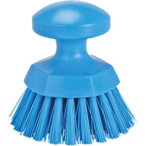 Round Hand Brush - Scrub, Blue, 5", Stiff, 3-3/4", Polypropylene, Polyester, Stainless Steel