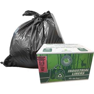 EcoLogo® Garbage Bags - X-Strong, 100, Clear, Polyethylene, Open Top, 246.05 L (65 Gal.)