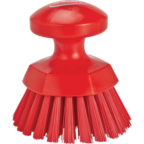 Round Hand Brush - Scrub, Red, 5", Stiff, 3-3/4", Polypropylene, Polyester, Stainless Steel