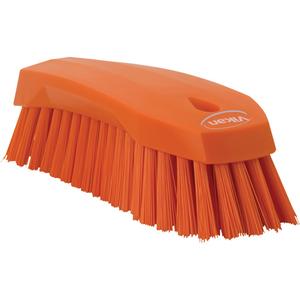Large Angled Hand Brush - Scrub, Orange, 8", Stiff, 2-1/2", 3", Polypropylene, Polyester