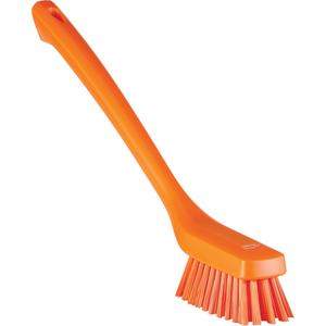 Narrow Long-Handle Cleaning Brush - Scrub, Orange, 16-1/2", Stiff, 1.73", 4.33", Polypropylene, Polyester